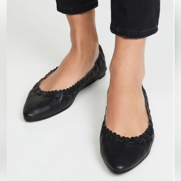 See by Chloe Jane Leather Point Toe Ballet Flats Shoes Comfort Minimalist Black - Picture 16 of 16